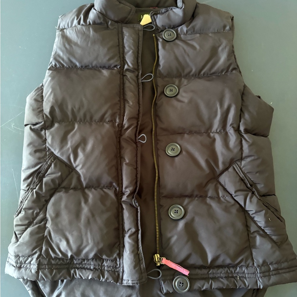 J. Crew Brown Quilted Vest with High Collar